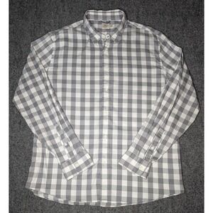 Faherty Button Down Shirt Men's XL White & Gray Buffalo Plaid Long Sleeve